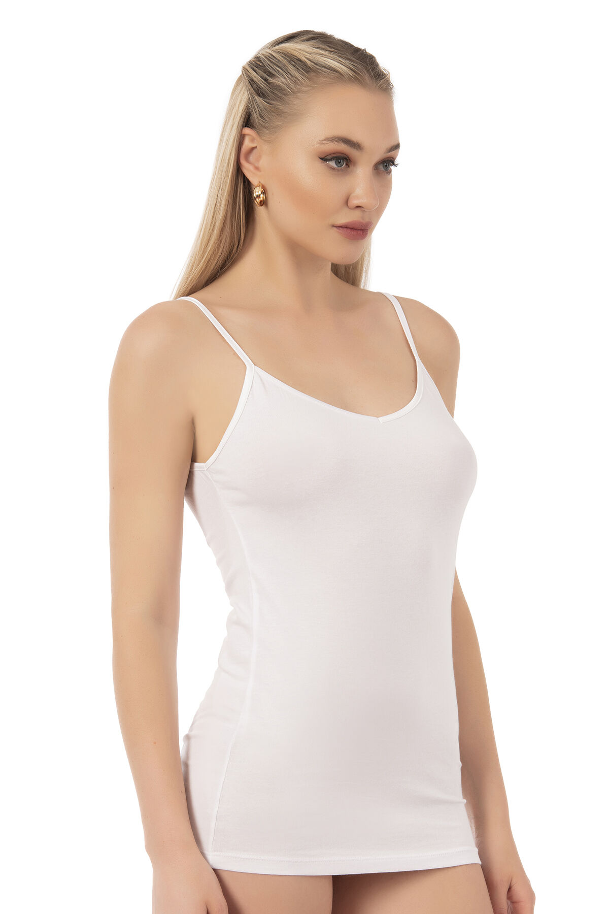 Özkan 20586 Kadın Pamuklu Modal Esnek Rahat Saten Biyeli İnce Askılı Atlet