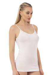 Özkan 20586 Kadın Pamuklu Modal Esnek Rahat Saten Biyeli İnce Askılı Atlet - Thumbnail