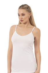 Özkan 20586 Kadın Pamuklu Modal Esnek Rahat Saten Biyeli İnce Askılı Atlet - Thumbnail