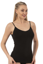 Özkan 20586 Kadın Pamuklu Modal Esnek Rahat Saten Biyeli İnce Askılı Atlet - Thumbnail