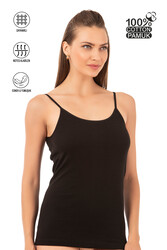 Özkan 0107 Kadın %100 Pamuklu Ribana Esnek Rahat İp Askılı Örme Atlet - Thumbnail