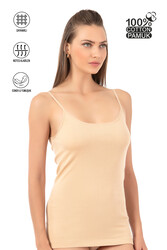 Özkan 0107 Kadın %100 Pamuklu Ribana Esnek Rahat İp Askılı Örme Atlet - Thumbnail