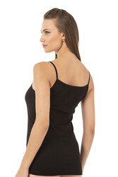 Özkan 0107 Kadın %100 Pamuklu Ribana Esnek Rahat İp Askılı Örme Atlet - Thumbnail