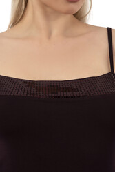 Özkan 2102 Kadın Viskon Kumaş Esnek Rahat İp Askılı Yakası Pul Detaylı Atlet - Thumbnail