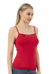 Özkan 2102 Kadın Viskon Kumaş Esnek Rahat İp Askılı Yakası Pul Detaylı Atlet - Thumbnail