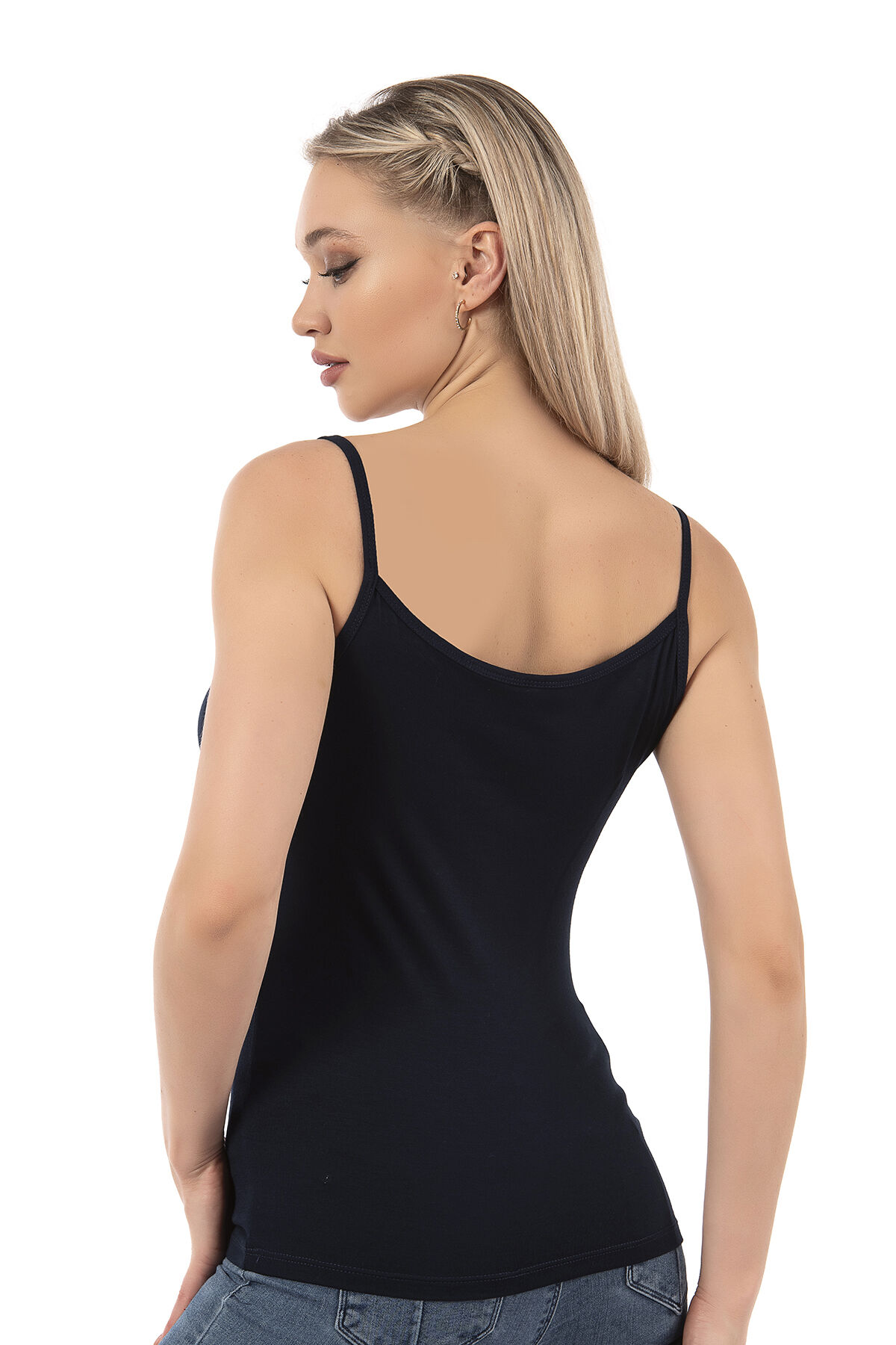 Özkan 2102 Kadın Viskon Kumaş Esnek Rahat İp Askılı Yakası Pul Detaylı Atlet