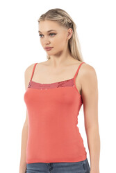 Özkan 2102 Kadın Viskon Kumaş Esnek Rahat İp Askılı Yakası Pul Detaylı Atlet - Thumbnail