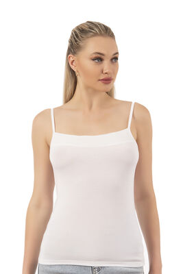 Özkan Underwear - Özkan 2102 Kadın Viskon Kumaş Esnek Rahat İp Askılı Yakası Pul Detaylı Atlet