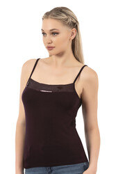 Özkan 2102 Kadın Viskon Kumaş Esnek Rahat İp Askılı Yakası Pul Detaylı Atlet - Thumbnail