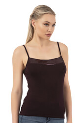 Özkan 2102 Kadın Viskon Kumaş Esnek Rahat İp Askılı Yakası Pul Detaylı Atlet - Thumbnail