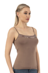 Özkan 2102 Kadın Viskon Kumaş Esnek Rahat İp Askılı Yakası Pul Detaylı Atlet - Thumbnail