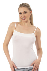 Özkan 2102 Kadın Viskon Kumaş Esnek Rahat İp Askılı Yakası Pul Detaylı Atlet - Thumbnail