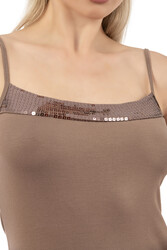 Özkan 2102 Kadın Viskon Kumaş Esnek Rahat İp Askılı Yakası Pul Detaylı Atlet - Thumbnail