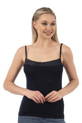 Özkan 2102 Kadın Viskon Kumaş Esnek Rahat İp Askılı Yakası Pul Detaylı Atlet - Thumbnail