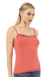 Özkan 2102 Kadın Viskon Kumaş Esnek Rahat İp Askılı Yakası Pul Detaylı Atlet - Thumbnail