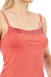 Özkan 2102 Kadın Viskon Kumaş Esnek Rahat İp Askılı Yakası Pul Detaylı Atlet - Thumbnail