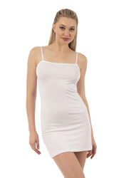 Özkan 7126 Kadın Viskon Kumaş Rahat Esnek Yumuşak Ayarlanabilir Askılı Kısa Diz Üstü Kombinezon Jüpon Astar - Thumbnail