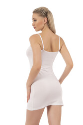 Özkan 7126 Kadın Viskon Kumaş Rahat Esnek Yumuşak Ayarlanabilir Askılı Kısa Diz Üstü Kombinezon Jüpon Astar - Thumbnail