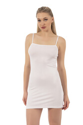 Özkan 7126 Kadın Viskon Kumaş Rahat Esnek Yumuşak Ayarlanabilir Askılı Kısa Diz Üstü Kombinezon Jüpon Astar - Thumbnail