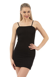 Özkan 7126 Kadın Viskon Kumaş Rahat Esnek Yumuşak Ayarlanabilir Askılı Kısa Diz Üstü Kombinezon Jüpon Astar - Thumbnail