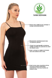 Özkan 7126 Kadın Viskon Kumaş Rahat Esnek Yumuşak Ayarlanabilir Askılı Kısa Diz Üstü Kombinezon Jüpon Astar - Thumbnail