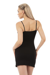 Özkan 7126 Kadın Viskon Kumaş Rahat Esnek Yumuşak Ayarlanabilir Askılı Kısa Diz Üstü Kombinezon Jüpon Astar - Thumbnail