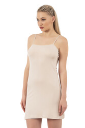 Özkan 7126 Kadın Viskon Kumaş Rahat Esnek Yumuşak Ayarlanabilir Askılı Kısa Diz Üstü Kombinezon Jüpon Astar - Thumbnail