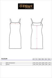 Özkan 7126 Kadın Viskon Kumaş Rahat Esnek Yumuşak Ayarlanabilir Askılı Kısa Diz Üstü Kombinezon Jüpon Astar - Thumbnail