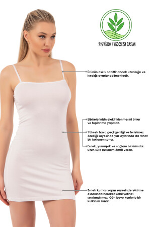 Özkan 7126 Kadın Viskon Kumaş Rahat Esnek Yumuşak Ayarlanabilir Askılı Kısa Diz Üstü Kombinezon Jüpon Astar (1)