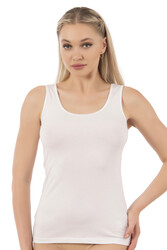 Özkan 20587 Kadın Pamuklu Modal Rahat Esnek U Yaka Saten Biyeli Kalın Askılı Atlet - Thumbnail