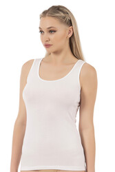 Özkan 20587 Kadın Pamuklu Modal Rahat Esnek U Yaka Saten Biyeli Kalın Askılı Atlet - Thumbnail