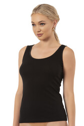 Özkan 20587 Kadın Pamuklu Modal Rahat Esnek U Yaka Saten Biyeli Kalın Askılı Atlet - Thumbnail