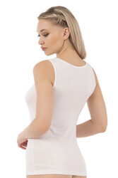 Özkan 20587 Kadın Pamuklu Modal Rahat Esnek U Yaka Saten Biyeli Kalın Askılı Atlet - Thumbnail