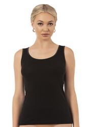 Özkan 20587 Kadın Pamuklu Modal Rahat Esnek U Yaka Saten Biyeli Kalın Askılı Atlet - Thumbnail