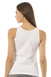 Özkan 2001 Kadın Pamuklu Ribana Dantelli Güpürlü Manolya Atlet - Thumbnail