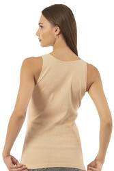 Özkan 2001 Kadın Pamuklu Ribana Dantelli Güpürlü Manolya Atlet - Thumbnail