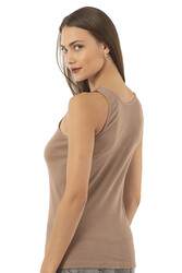 Özkan 2001 Kadın Pamuklu Ribana Dantelli Güpürlü Manolya Atlet - Thumbnail