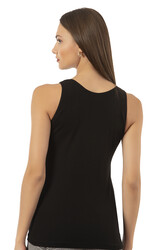 Özkan 2001 Kadın Pamuklu Ribana Dantelli Güpürlü Manolya Atlet - Thumbnail