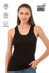 Özkan 0111 Kadın %100 Pamuklu Ribana Esnek Rahat Biyeli Kalın Askılı Örme Atlet - Thumbnail