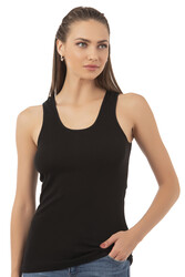 Özkan 0111 Kadın %100 Pamuklu Ribana Esnek Rahat Biyeli Kalın Askılı Örme Atlet - Thumbnail