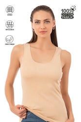 Özkan 0111 Kadın %100 Pamuklu Ribana Esnek Rahat Biyeli Kalın Askılı Örme Atlet - Thumbnail