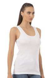 Özkan 0111 Kadın %100 Pamuklu Ribana Esnek Rahat Biyeli Kalın Askılı Örme Atlet - Thumbnail