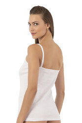 Özkan 0110 Kadın Ribana %100 Pamuklu Güpürlü Esnek Rahat İnce Askılı Atlet - Thumbnail