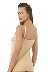 Özkan 0110 Kadın Ribana %100 Pamuklu Güpürlü Esnek Rahat İnce Askılı Atlet - Thumbnail