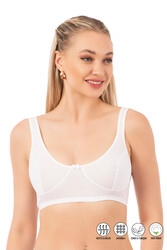 Özkan 0564 Kadın %100 Pamuklu Ribana Boş Kap Desteksiz Telsiz Balensiz Kalın Askılı Yarım Atlet Sütyen - Thumbnail