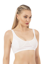 Özkan 0564 Kadın %100 Pamuklu Ribana Boş Kap Desteksiz Telsiz Balensiz Kalın Askılı Yarım Atlet Sütyen - Thumbnail