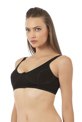 Özkan 0564 Kadın %100 Pamuklu Ribana Boş Kap Desteksiz Telsiz Balensiz Kalın Askılı Yarım Atlet Sütyen - Thumbnail