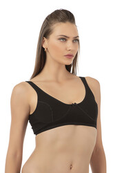 Özkan 0564 Kadın %100 Pamuklu Ribana Boş Kap Desteksiz Telsiz Balensiz Kalın Askılı Yarım Atlet Sütyen - Thumbnail