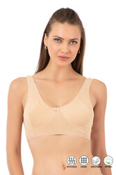 Özkan 0564 Kadın %100 Pamuklu Ribana Boş Kap Desteksiz Telsiz Balensiz Kalın Askılı Yarım Atlet Sütyen - Thumbnail