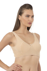 Özkan 0564 Kadın %100 Pamuklu Ribana Boş Kap Desteksiz Telsiz Balensiz Kalın Askılı Yarım Atlet Sütyen - Thumbnail